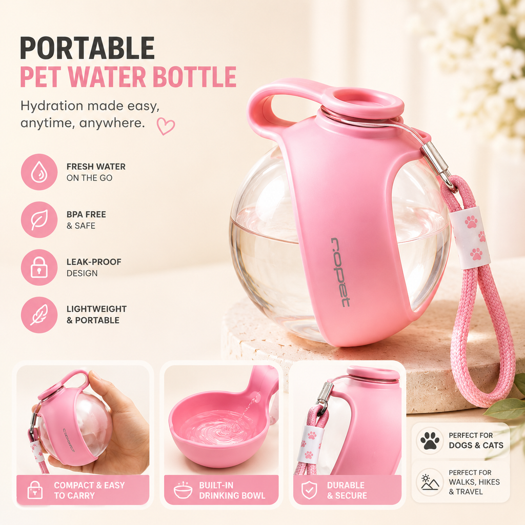 Portable Pet Water Bottle for Dogs and Cats, Leak-proof Travel Bottle
